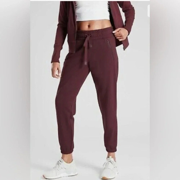 Athleta Bounce Back Jogger Sweat Pant Burgundy Size Large - Picture 3 of 10